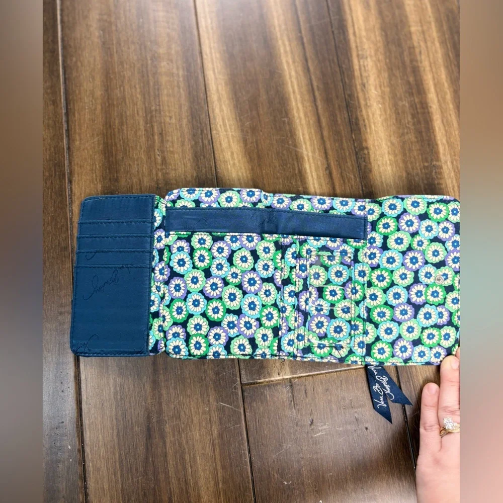 Vera Bradley Blue Purple Green Wallet Billfold y2k Floral Paisley
